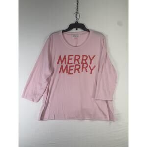 Magical Season Shirt Womens XL Pink Merry Merry Sequin Christmas Graphic Top